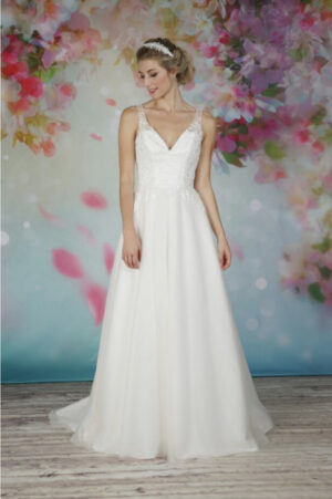 Emma Bridals Lace Applique V-Back Dress EBBL290