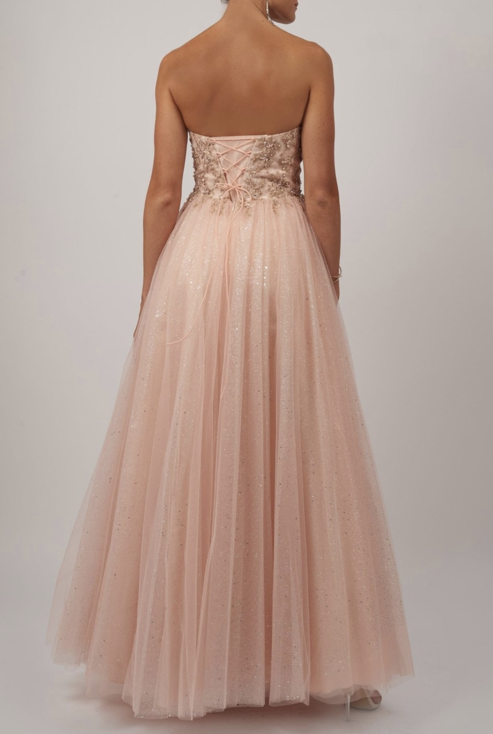 Mascara London Peach Strapless Tulle Prom dress MC11927 - Image 2